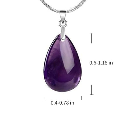 iSTONE 925 Sterling Silver Natural Crytral for Womens Pendant Necklace, Gemstone Birthstone with 17.8" Silver Chain Ladies - color: Amethyst