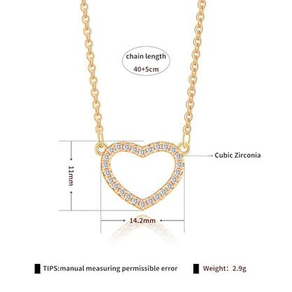 Gold Plated Pendant Necklaces for Women Cubic Zirconia Accent 18 Inch Adjustable Chain Hypoallergenic Gift for Wife Mom Birthday Valentines Day - style: CZ hollow heart