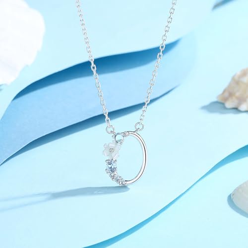 VIKI LYNN Initial Necklace for Women 925 Sterling Silver Initial A to Z Letter Pendant Necklace with Blue Flower Cubic Zirconia Birthday Engagement Gift for Women,Mom, Couple - style: Letter O