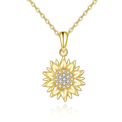 KECHO 14k Yellow Gold Sunflower Jewelry for Women, Fine Gold You are My Sunshine Jewelry Gifts for Her - style: Sunflower Necklace