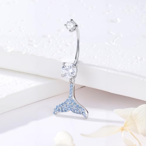 Belly Button Rings 925 Sterling Silver Belly Piercing Jewelry Hypoallergenic Navel Rings Gifts for Women - style: Mermaid Tail