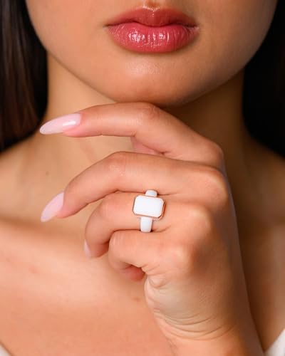 Rinfit Emerald Silicone Ring with Stainless Steel Frame - color: Pack P - Black, Nude, and White / Metal Rose Gold
