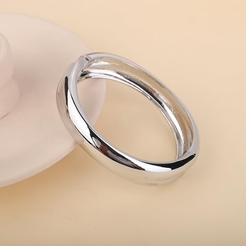 Grunge Minimalist Metal Wide Irregular Oval Bangle Cuff Bracelet Hammered Open Wrist Cuff Gothic Chunky Bangle Statement Bracelets for Women