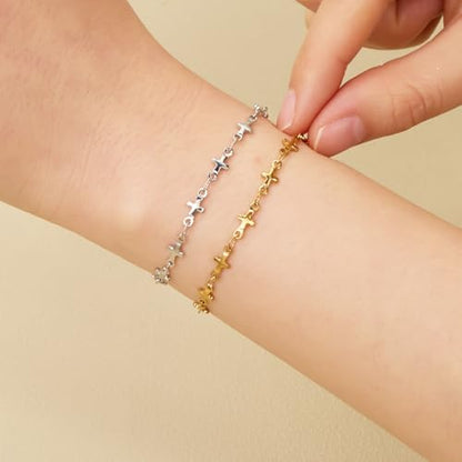 SMYHTGLIF 13 Feet Gold Cross Chain for Jewelry Making Stainless Steel Chain | Permanent Jewelry Making Chains Bulk Craft Chain Roll for Women Necklace Bracelet - color: Cross Gold