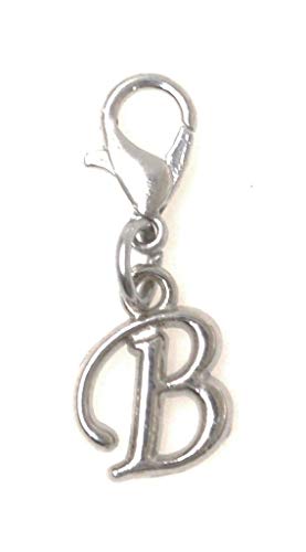 Initial Italic Cursive Stainless Steel Clasp Clip on Charm Graduation Cap Tassel Event Party Invitation Card Baby Shower Birthday Thank You Celebration Personalized Congratulations Choice of 26 Letters - style: Letter B