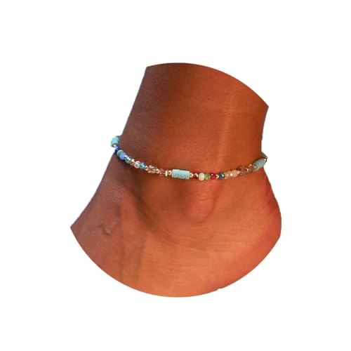 Beaded Beach Anklet Boho Elastic Foot Jewelry Colorful Beads Polymer Clay CharmsBohemian Summer Accessories for Seaside Vacations Festivals Women's Boho Ankle Chain | Colorful beaded anklet with boho beach style, adjustable chain fit and lightweight desig