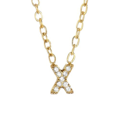 Small Letter Necklace for Women 18K Gold Plated Cubic Zirconia Tiny Initial Necklace Dainty Personalized Name Necklaces - color: X-Gold