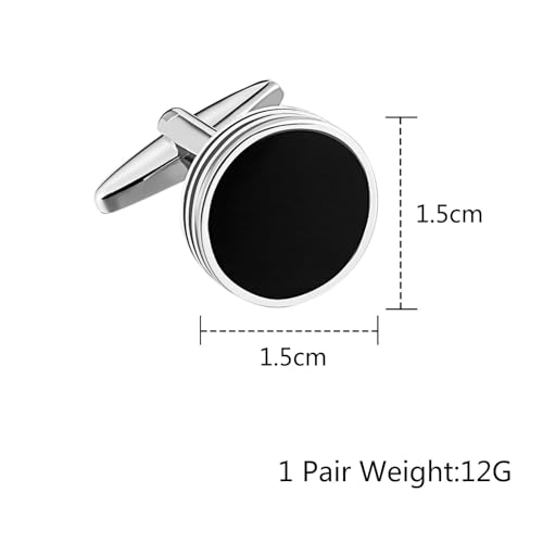 Cufflinks Black Small, Cufflinks for Men Vintage Stainless Steel Circle Shirt Tuxedo Suit Cuff Links for Groom Dad