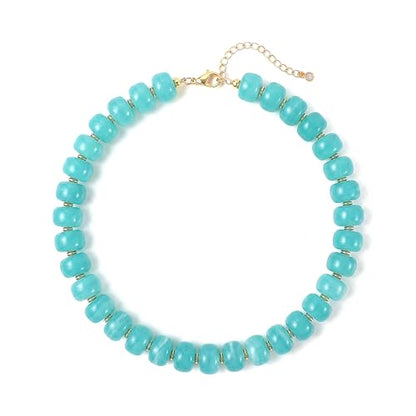 SHERLOVE Chunky Statement Large Resin Beaded Choker Necklaces for Women | Big Lightweight Bead Beaded Necklace Trendy Fashion Boho Summer Beach Vacation Jewelry - color: Beaded Choker Mint-Green