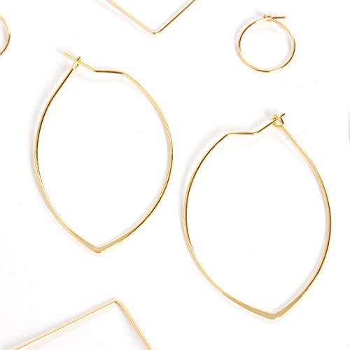 Marquise Large Hoop Earrings for Women | Plated in 18K Gold or 925 Sterling Silver, Hypoallergenic and Safe for Sensitive Ears - color: 1.75" inch - 18K Gold Plated