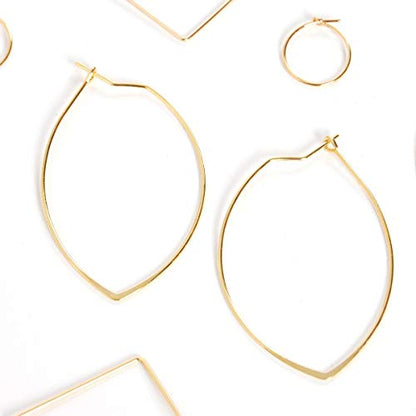Marquise Large Hoop Earrings for Women | Plated in 18K Gold or 925 Sterling Silver, Hypoallergenic and Safe for Sensitive Ears - color: 1.75" inch - 18K Gold Plated