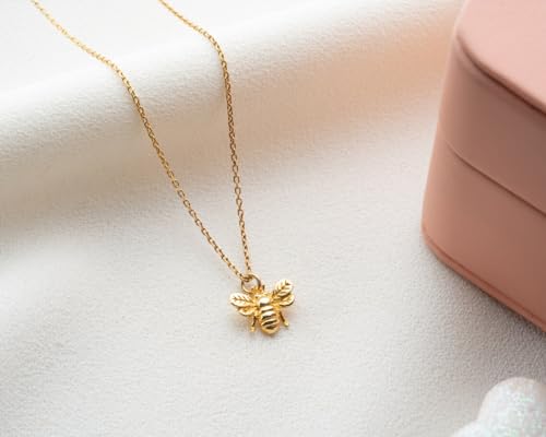 LLWOM Gold Necklace for Women-14k Gold Plated Infinity Necklace Star Of David Necklace Evil Eye Cross Pendants Heart Dainty Gold Necklace For Women - color: Gold-Bee