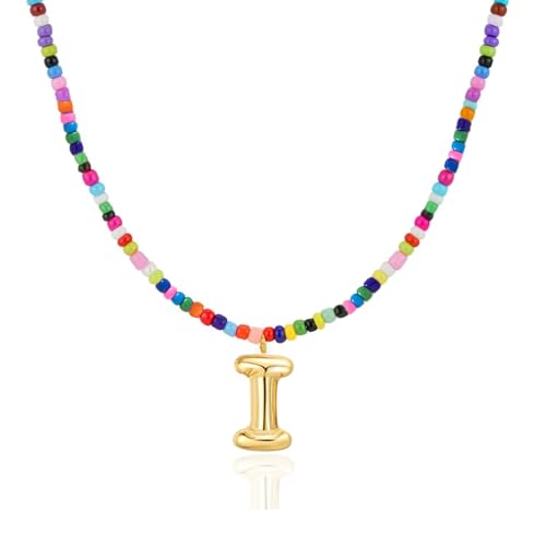 Colorful Initial Necklaces Gifts for Girls Kids Teens, 6-18 Year Old Girl Birthday Gift Teen Girl Gifts Trendy Stuff Gold Bubble Letter Pendent Necklace Jewelry - style: I