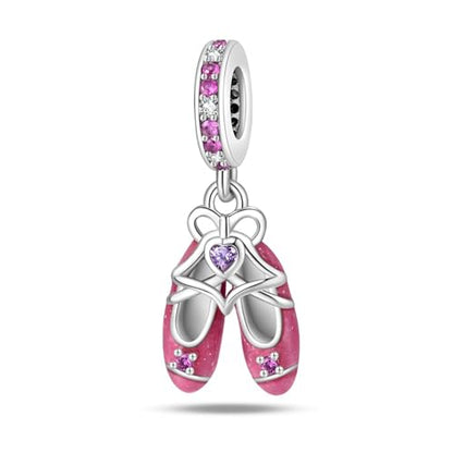 LUXILLA Charms for Bracelets & Necklace 925 Sterling Silver Charms Elephant Happy Birthday Charm Fit for Valentine's Day Mother's Day Jewelry Gift for Women - color: Ballet Shoes Charm