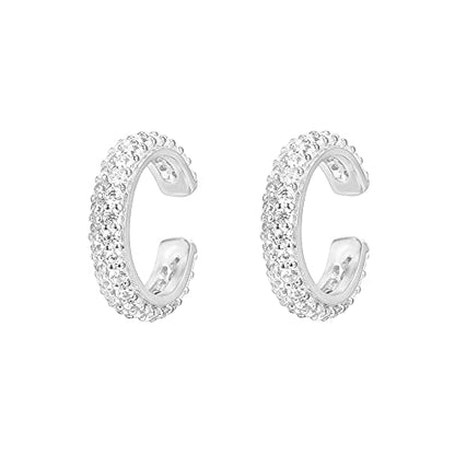 PAVOI 14K Gold Plated CZ Ear Cuff Earrings for Women, Clip On Cartilage | Hypoallergenic Huggie Ear Cuffs with Cubic Zirconia - style: Pave