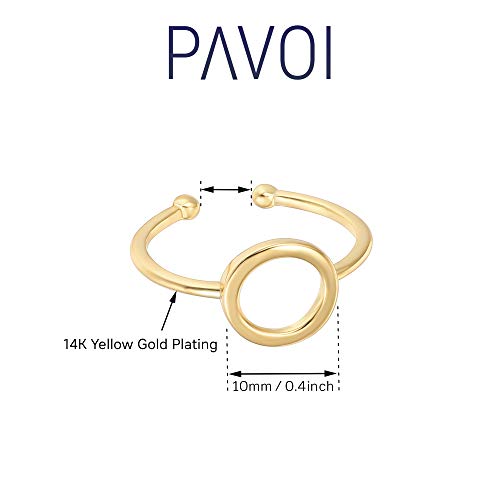 PAVOI 14K Gold Karma Open Circle Ring | Gold Plated Adjustable Rings for Women | Stackable Rings - color: Yellow Gold