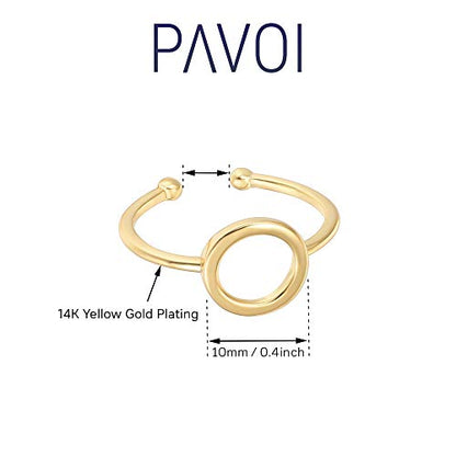 PAVOI 14K Gold Karma Open Circle Ring | Gold Plated Adjustable Rings for Women | Stackable Rings - color: Yellow Gold
