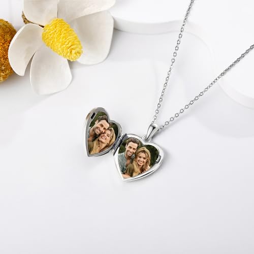YFN Locket Necklace 925 Sterling Silver Heart Locket Necklace that Holds Pictures for Women Jewelry Gifts - style: heart butterfly locket