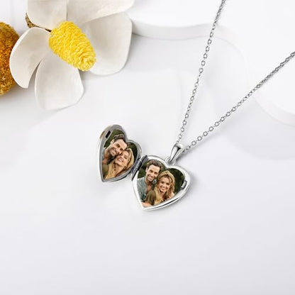 YFN Locket Necklace 925 Sterling Silver Heart Locket Necklace that Holds Pictures for Women Jewelry Gifts - style: heart butterfly locket