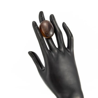 Women's Chunky Statement Resin Ring - Big Acrylic Fashion Jewelry with Marble/Amber Pattern, Lightweight Retro Ring for Daily/Party Wear - color: Brown
