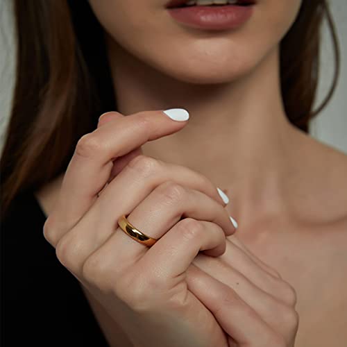 TRUMIUM 2mm 4mm 6mm 8mm Tungsten Wedding Band Ring for Men Women Silver/Rose Gold Plated/Rainbow/Gold Plated Domed High Polish Engagement Promise Rings Comfort Fit 4-15 - color: 4mm 24k gold plated