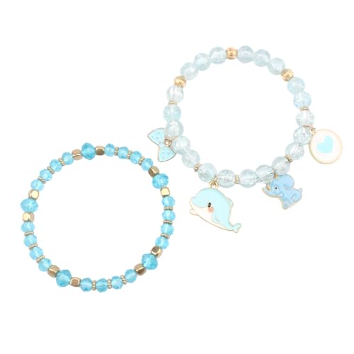 Cute Cartoon Charm Beaded Stretch Bracelet Set, Crystal Beads with Enamel Animal Charms - color: color-3
