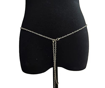 Women Sexy Rhinestone Waist Body Chain Crytal Sexy Letter Pendant Belly Waist Chain T-string Thong Body Jewelry - color: Aquarius Letter