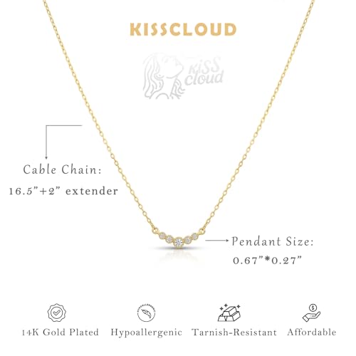 Gold Silver Pendant Necklace for Women, Dainty CZ Jewelry Gift | 14K Gold Silver Plated, Cubic Zirconia Pearl Charm, Trendy Layered Necklace, Adjustable Chain, Waterproof, Hypoallergenic - color: Gold-Round CZ