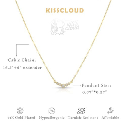 Gold Silver Pendant Necklace for Women, Dainty CZ Jewelry Gift | 14K Gold Silver Plated, Cubic Zirconia Pearl Charm, Trendy Layered Necklace, Adjustable Chain, Waterproof, Hypoallergenic - color: Gold-Round CZ