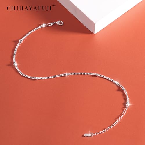 Sterling Silver Ankle Bracelets for Women 14k Gold Waterproof Layered Stackable Non Tarnish Dainty Heart Charm Large Adjustable Anklet for Summer Beach Jewelry Gift - color: SilverC
