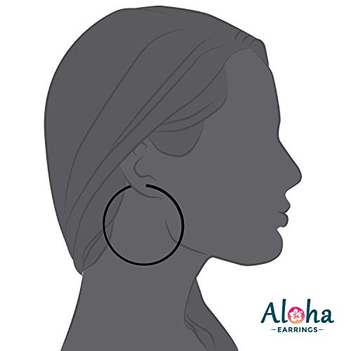 Clip On Spring Hoop Earrings for Non-Pierced Ears - color: Black, size: 60mm