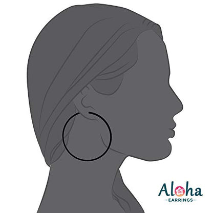 Clip On Spring Hoop Earrings for Non-Pierced Ears - color: Black, size: 60mm