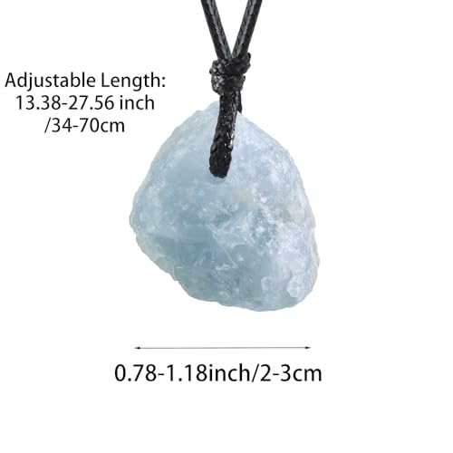 Natural Raw Crystal Necklace for Women Irregular Stone Necklaces Spiritual Gemstone Pendant with Adjustable Rope - color: A-Blue Celestite
