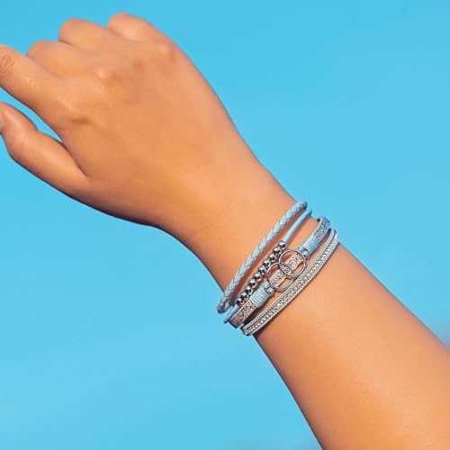 Chunky Boho Leather Wrap Bracelets Cowgirl Beaded Circle Western Jewelry | Stackable Infinity Layered Bohemian Magnetic Clasp Cuff Statement Fashion Colorful Country Hippie Outfits for Women Trendy - color: Teal