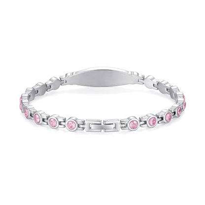 LinnaLove Fashion Shiny medical alert bracelet with Free Engraving Stainless steel Medical id bracelet for Women - color: Crystal heart-Pink