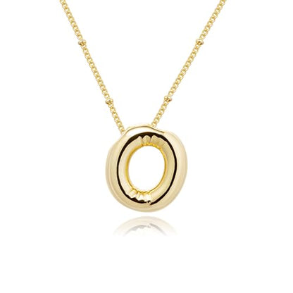 Ewrkbrㅤ Initial Necklaces for Women, 14k Gold Plated Bubble Letter Necklace Chunky Gold Necklace Dainty Charm Initial Necklaces for Women Trendy Custom Preppy Stocking Stuff Necklace Christmas Gifts - color: Gold, style: O