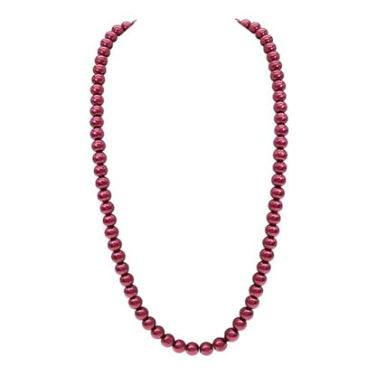Long Simulated 10mm AAA Pearl Strand Necklace for Women Multicolor Pearl Choker Necklace 1920s Pearl Statement Necklace Costume Jewelry - color: 10mm Burgandy 24 Inches