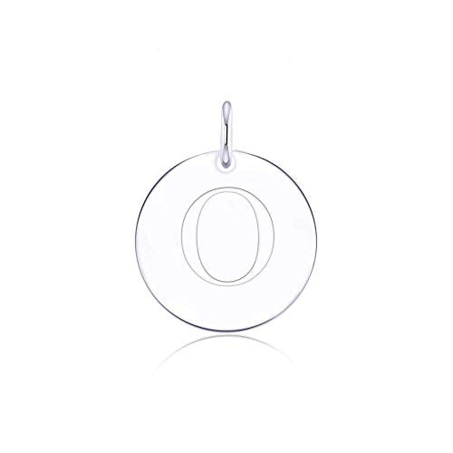 Sterling Silver Mini Initial Disc Round Charm Pendant for Women - color: O