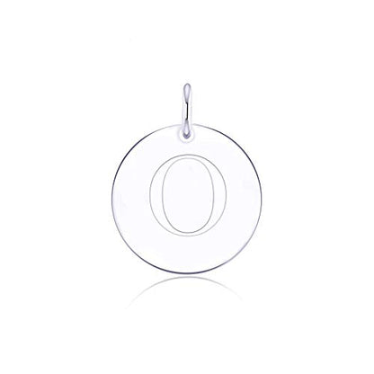 Sterling Silver Mini Initial Disc Round Charm Pendant for Women - color: O