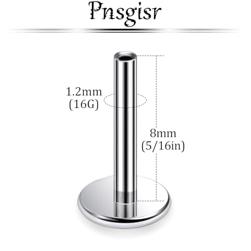 F136 Titanium 20/18/16G Threaded/Threadless Flat Earring Back Converter Kit Nose Lip Rings Medusa Labret Flatback Posts Cartilage Helix Conch Tragus Stud Piercing Jewelry Bar for Women Men - color: Threadless, size: 16g, 5/16in