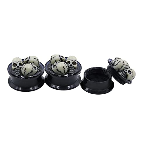 Skull Black Acrylic Ear Plugs Tunnel Gauges Expanders Tunnels Kit Stretcher Earrings for Men Women Fashion Punk Gothic Lobe Piercing Body Jewelry Personalized Halloween Party Gifts Bff Birthday - color: 3/4" (20mm)