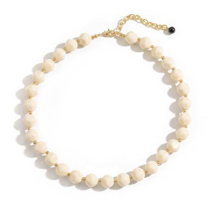 HESSAWEEL Colorful Chunky Beaded Necklace for Women Beach Jewelry | Summer Statement Choker, Adjustable Lobster Necklace, Handmade Boho Acrylic Jewelry - color: Beige