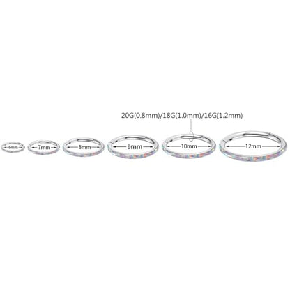 PEAKLINK Hinged Nose Hoop Ring Surgical Steel Conch Cartilage Helix Lobe Earring for Septum Lip Tragus Daith Rook Orbital Belly Nose Piercing Jewelry - color: Silver with Purple Opal