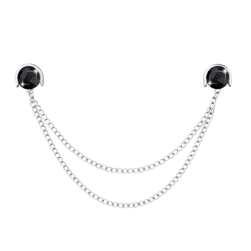 Crystal Rhinestone Brooch Mens Lapel Pins for Shirt Collar Suit Tassel Collar Chains for Shirts Badge Suit Accessories Men Brooch - color: Black-J
