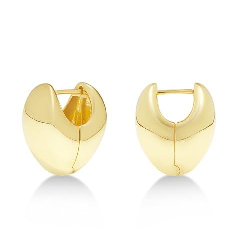 Milla Small Silver Hoop Earrings and Chunky Gold Hoops for Women | Small Chunky Silver Hoops and Thick Gold Hoop Earrings for Women. Available in 14K Gold and Silver Plated Finish - color: Gold - Chunky