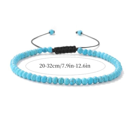 Lit Wall Crystal Anklets for Women Handmade Beach Boho Ankle Bracelet 4mm Adjustable Beaded Ankle Bracelet Waterproof Natural Stone Anklet Plus Size Anklets Gemstone Anklet Jewelry Gift for Her - style: Turquoise