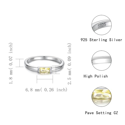 Sariel Birthstone Rings Jewelry 925 Sterling Silver Colorful Stackable Promise Ring for Women Wife Girlfriend Mom - color: November