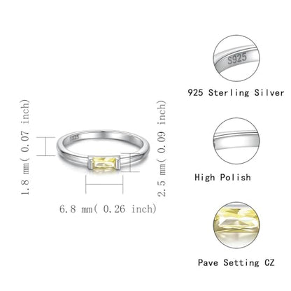 Sariel Birthstone Rings Jewelry 925 Sterling Silver Colorful Stackable Promise Ring for Women Wife Girlfriend Mom - color: November
