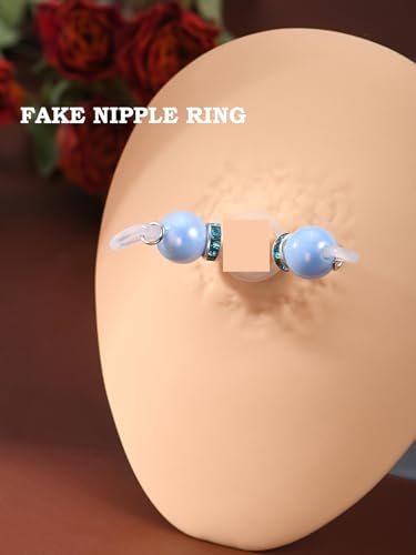 DJCIW 4 Pairs Handmade Fake Nipple Rings,Adjustable Nipple Nooses with 8mm Silicone Multicolor Beads and Barbells,Non-Piercing Faux Nipple Piercing Comfortable Everyday Wear Cute Body Jewelry - color: style3