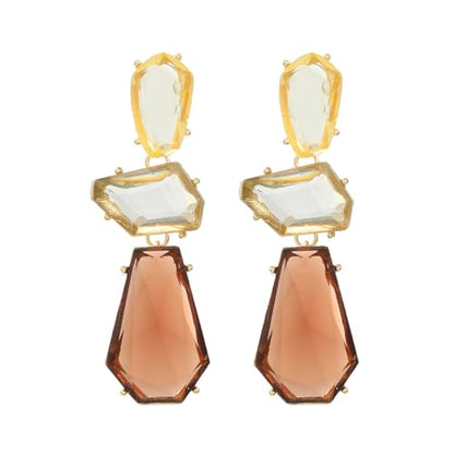 Acrylic Geometric Earrings Multilayer Resin Earrings Long Drop Dangle Earrings Acetate Tassel Earrings Long Pink Cute Jewelry Design for Women - color: Brown